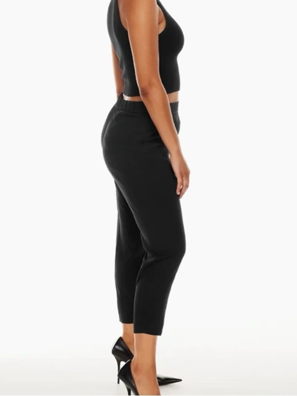 NWT  Aritzia Babaton Black Conan Cropped crepe mid-rise trouser Size 12 - Picture 4 of 9